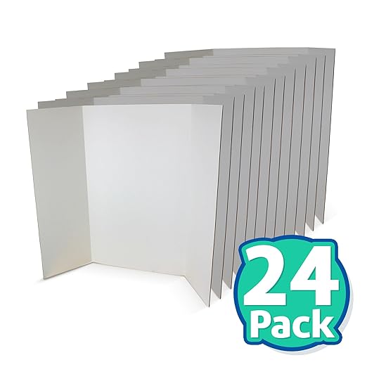 Flipside Products 36” x 48” Project Boards for Presentations, Science Fair, School Projects, Event Displays and Trifold Picture Board, Proudly Made in USA - Clay White - 24 Pack