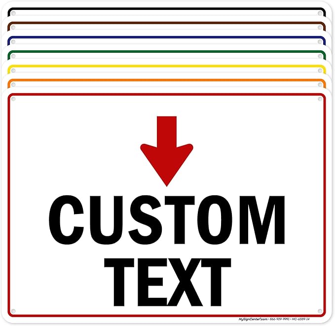 Custom Arrow,Custom Directional Sign, Down Arrow,10x14 Inches, 55 mil thick HDPE (high density polyethylene), Made in USA by My Sign Center