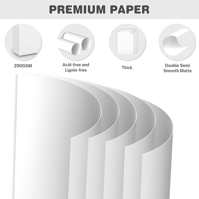 White Cardstock 8.5 X 11, 120 Sheets Card Stock, 75lb/ 200gsm Copy Paper, Cardstock Printer Paper for Art, Drawing, Invitations, DIY Cards, Watercolor, Craft, Construction, School & Office Supplies