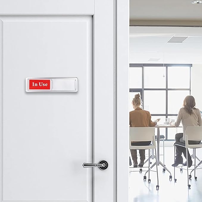 In Use or Available Door Sign for Home Office Restroom Conference Hotels Hospital, Slider Privacy Door Sign Indicate in Use Available, Silver