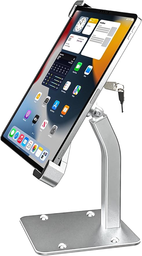 YOOZ Anti Theft Tablet Holder, Secure Desktop iPad Mount Lock, All Metal Material - Kiosk Retail Counter Lockable Stand for Tablet 9-14", iPad Pro 13 12.9 11, Air, Galaxy Tabs, Surface Pro etc