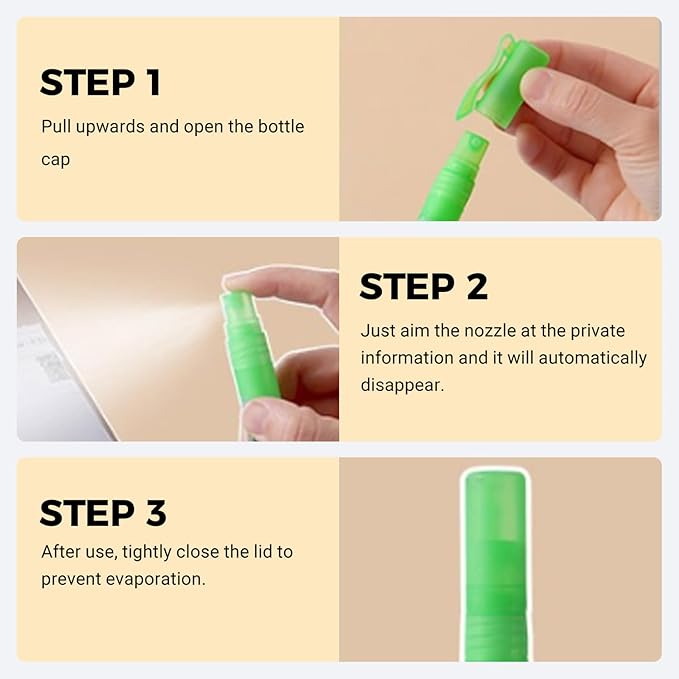 Correction Fluid for Thermal Paper, 3Pcs Information Protection White Out Liquid, Address Eraser Concealing Correction Sprayer