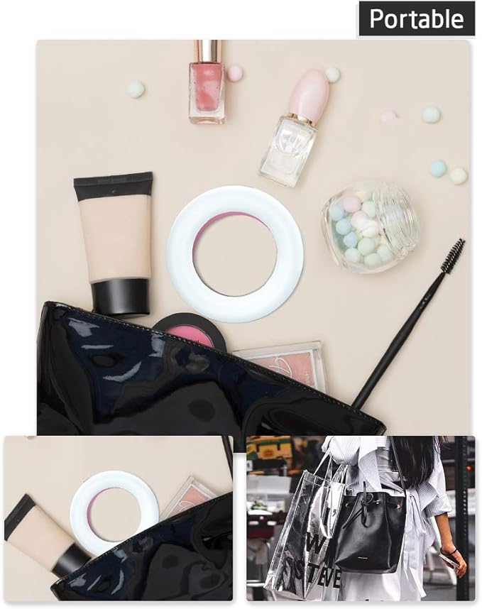 XINBAOHONG Selfie Ring Light Rechargeable Portable Clip-on Selfie Fill Light with 40 LED for Smart Phone Photography, Camera Video, Girl