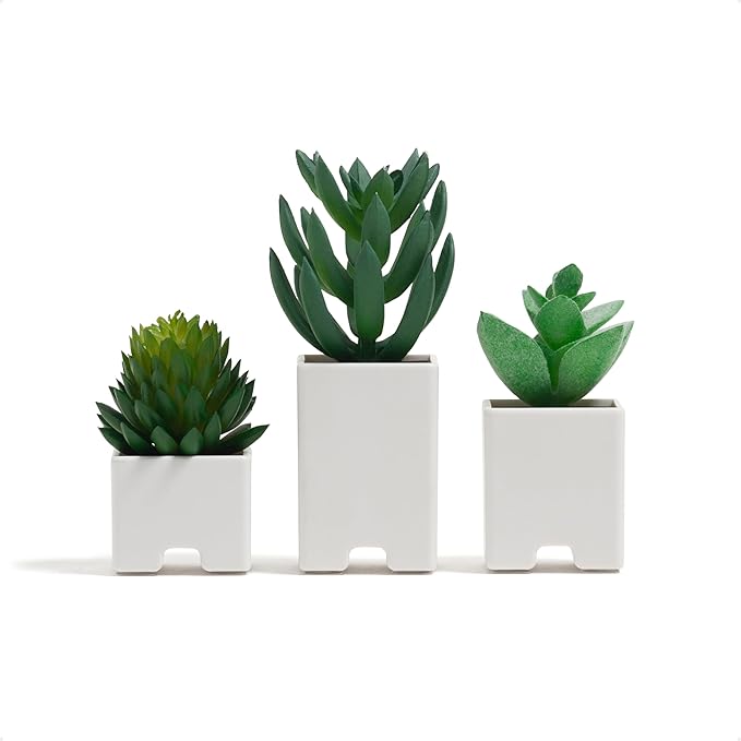 U Brands Adhesive Faux Succulent Cord Organizers, Set of 3, Kitchen Gadgets Cable Management, Office Desk Accessories, Office Supplies, Assorted Colors