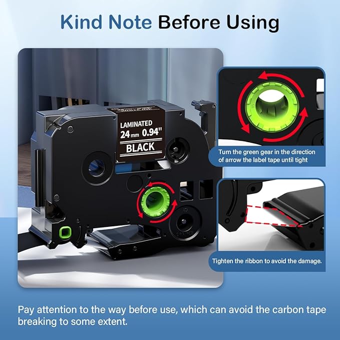 Labelife 24mm Black Label Tape TZe-355 Compatible with for Brother P Touch 1 Inch TZe TZ Tape 24mm 0.94 Laminated White on Black Work with Brother Ptouch PTD600 PTP710BT PTP700 P750W, 5-Pack