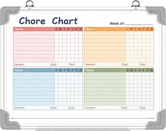 Lincia Magnetic Dry Erase Chore Chart Board for Multi-Person Households 24"x18" Double Side Family 2 in 1 Combo Chore Board for Wall Aluminum Frame 8 Markers 1 Eraser(Double Style)