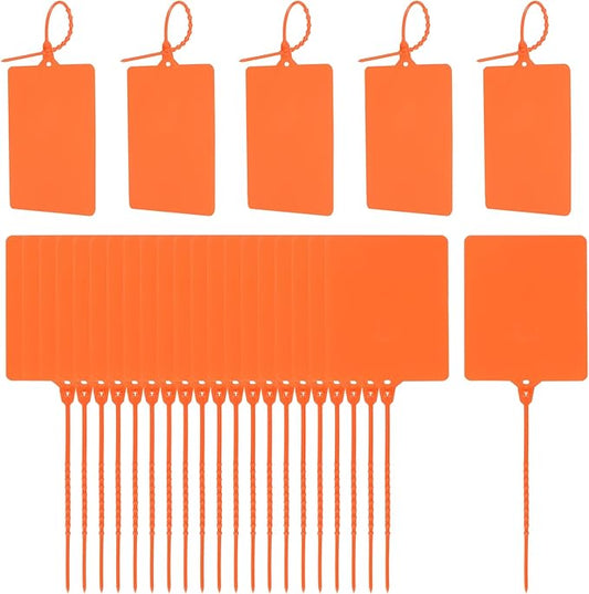 MECCANIXITY Plastic Seals Shipping Tags, for Basket Labels Cable Labels Tags Product Identification Tags, Logistics Marking, Outdoor Tagging, 3.1x3.9 Inch Orange 50Packs