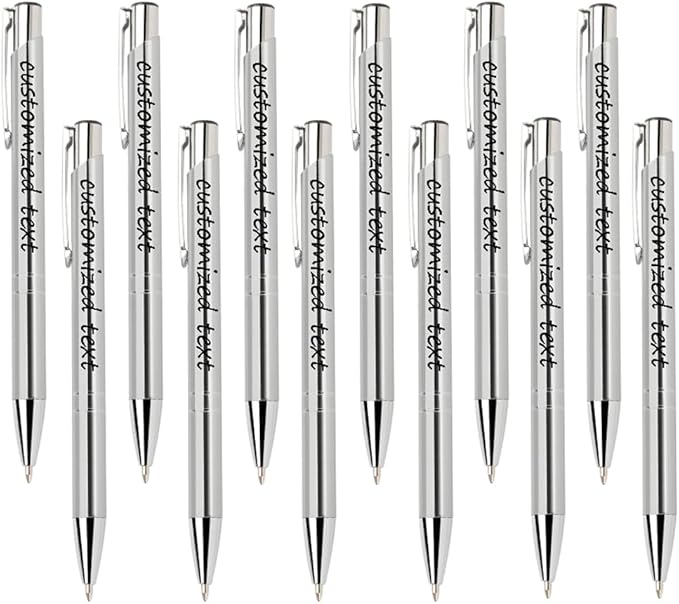 Yucold Customized ballpoint pens in bulk, personalized ballpoint pens with free engraving, for use in companies, enterprises, graduation anniversaries (Silver,13)