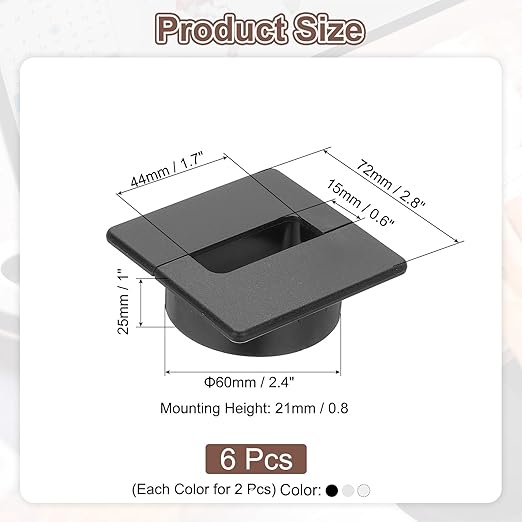 PATIKIL 2.8inch Desk Grommet, 6Pcs Cable Grommet Wire Management Cable Hole Cover Cord Organizer for Office Home Table Countertop, Black White Silver