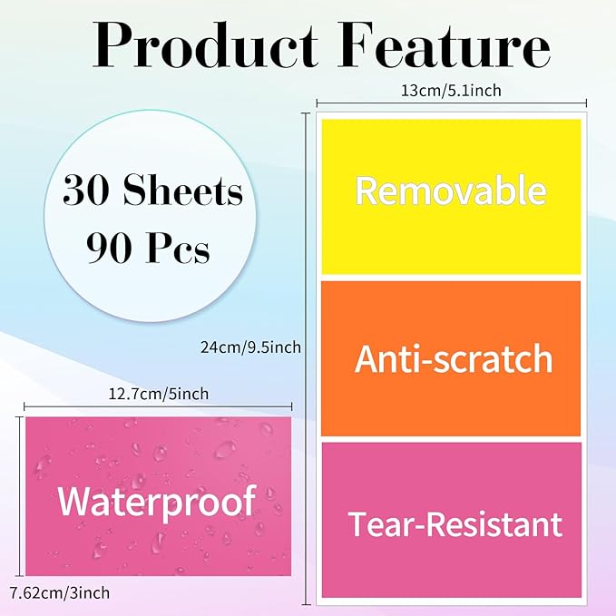 STARLIBOO Removable Colored Labels Stickers, 3X5 Inch Removable Large Label Stickers for Moving Boxes and Storage Bins- Waterproof- Tear Resistant (Multicolor