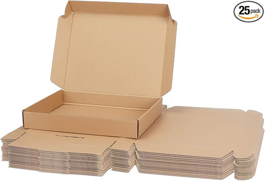 PHAREGE 13x10x2 inch Shipping Boxes Bulk 25 Pack Brown, Tab Lock Tuck Top Mailer Boxes for Packaging Small Business, Medium Cardboard Gift Boxes for Wrapping Mailing Present