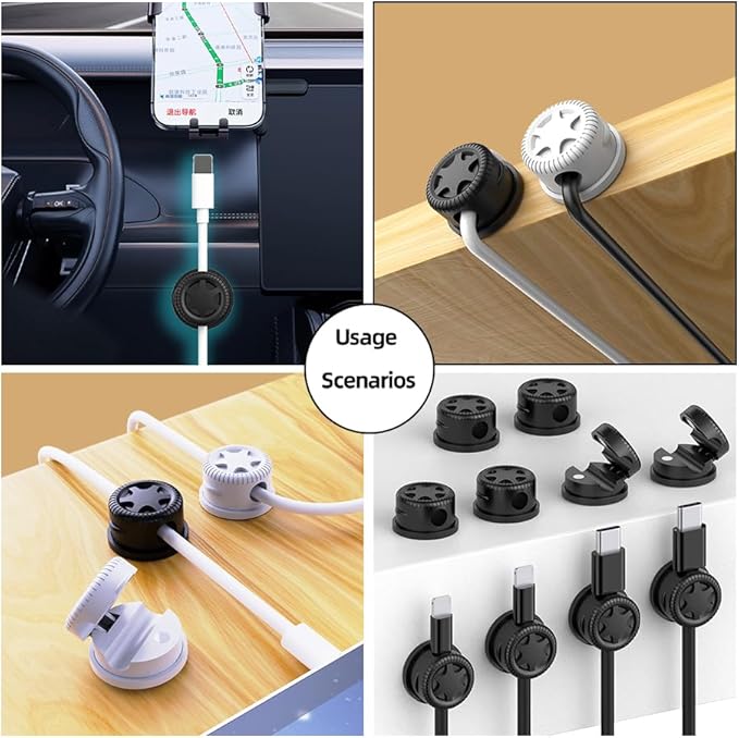 ITUGOU 11PCS Cable Management Cord Holder Organizer, Magnetic Cable Clips Adhesive Wire Keeper, Under Desk for Bedside Nightstand Table Desktop USB Wall Car Office Workspace Accessories (Black)