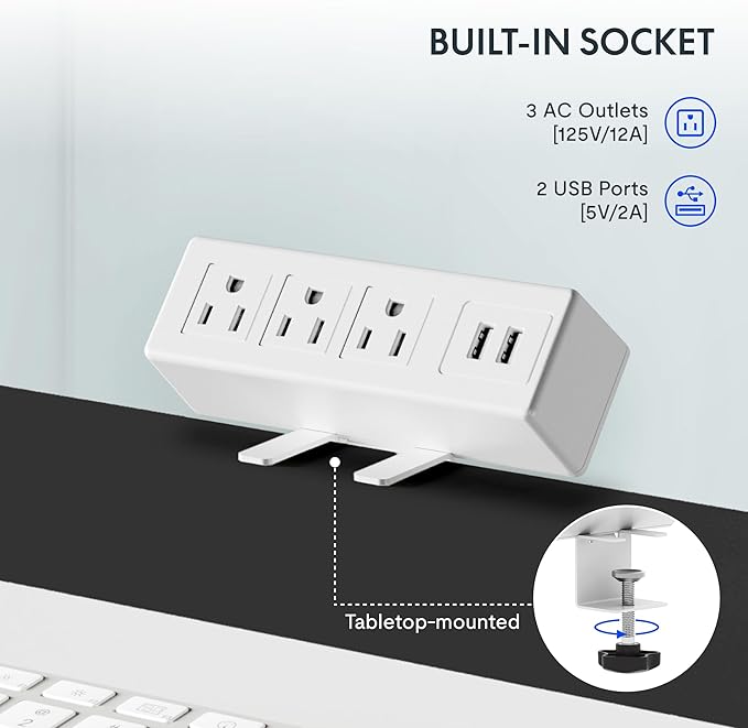 FLEXISPOT EN2 Whole-Piece Standing Desk with Clamp Power Strip, 40 x 24 Electric Stand Up Height Adjustable Desk with Cable Management (White Frame + 40" Maple Top)