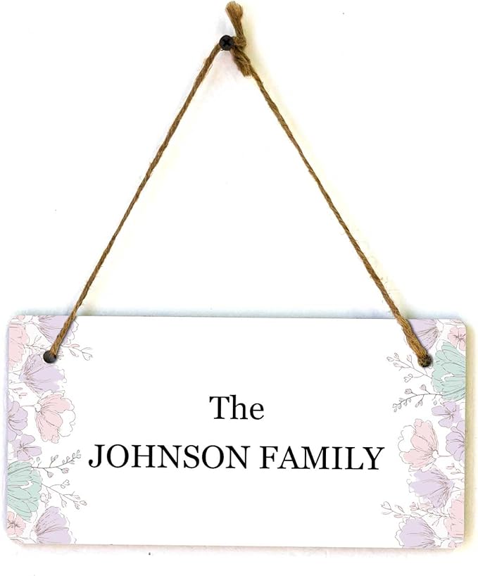 Signs ByLITA Spring Pastel Florals Personalized Hanging Wall or Door Sign (5 x 10") | Custom Signage for Your Home & Business