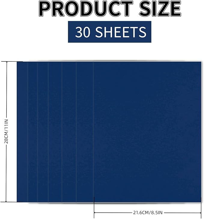 30 Sheets Navy Blue Cardstock 8.5'' x 11'', 250gsm/90lb Heavyweight Cover Cardstock Paper, Thick and Smooth Card Stock Perfect for Invitations, Menus, DIY Cards, Arts and Crafts