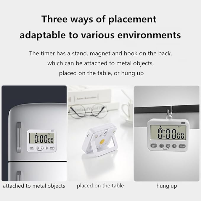 GH 99 Hours Full Featured Timer, Reminder Mode (Vibrate, Sound, Flash), Timing Function (Clock, Alarm, Stopwatch, Countdown, Cycle), Compatible with Pokémon Sleep Plus+, Kitchen Timer Magnetic