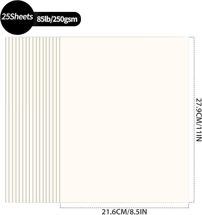 25 Sheets Creamy White Cardstock - 8.5'' x 11'' Double-sided Cover Card Stock 92lb/250gsm Heavyweight Paper for Art Crafts Scrapbooking Business Cards Party Décor UAP13PK
