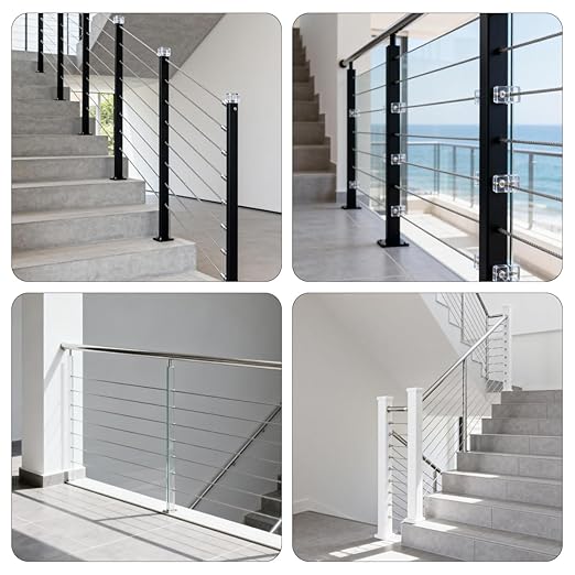 120 Pack Cable Railing Protector Sleeves,T316 Stainless Steel Protective Sleeves for 1/8" 5/32" or 3/16" Deck Cable Railing | Wood/Composite Posts/DIY Balustrade