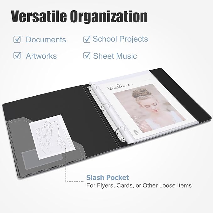 Uquelic 80-Pocket Binder with Plastic Sleeves for Letter/A4 Size(11" x 8.5"), Golden Leaf Printed Cover, Document Binder Organizer for Papers, Certificates and Artwork with Rainbow PP Divider Pages