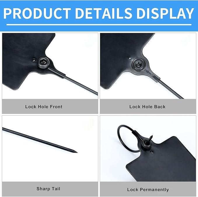 100 Black Plastic Tags Shipping Tags Water Proof Tags for Labeling Shipping Labels Security Seals Writable Marker Ties Hanging Tags Storage Tag with One Marker Pen, 252*58 mm