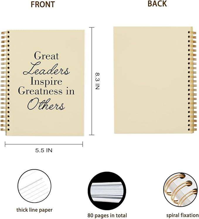 OXW Thank You Gifts for Leader, Meeting Notebook for Work, Appreciation Gift for Boss Manager Mentor, Office Supplies Leadership Gifts, Cream College Ruled Hardcover Spiral Notebook 5.5 x 8.3