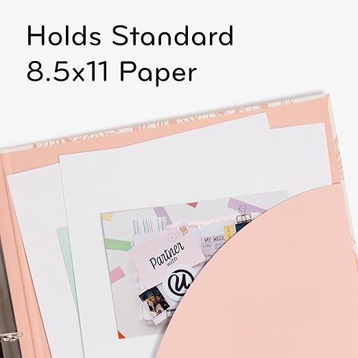 U Brands Eco-Conscious 1" Binders, Set of 2, Pink and Sage Green Boho Chic Prints, Silver Metal O-Rings