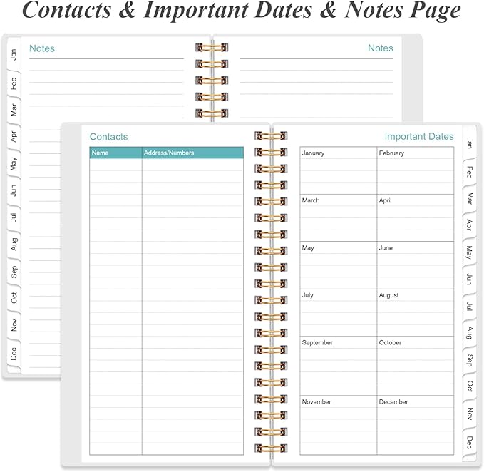 2026 Pocket Planner/Calendar - 2026 Planner from January 2026 - December 2026, Planner 2026 with 12 Tabs, Twin-Wire Binding, Inner Pocket, 3.75" x 6.75, Rose Leaf