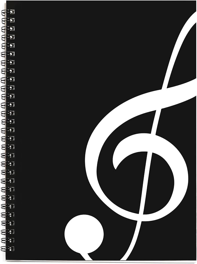 MAXCURY Blank Sheet Music Composition Manuscript Staff Paper Art Music Notebook Black 100 Pages 26x19cm (Black)