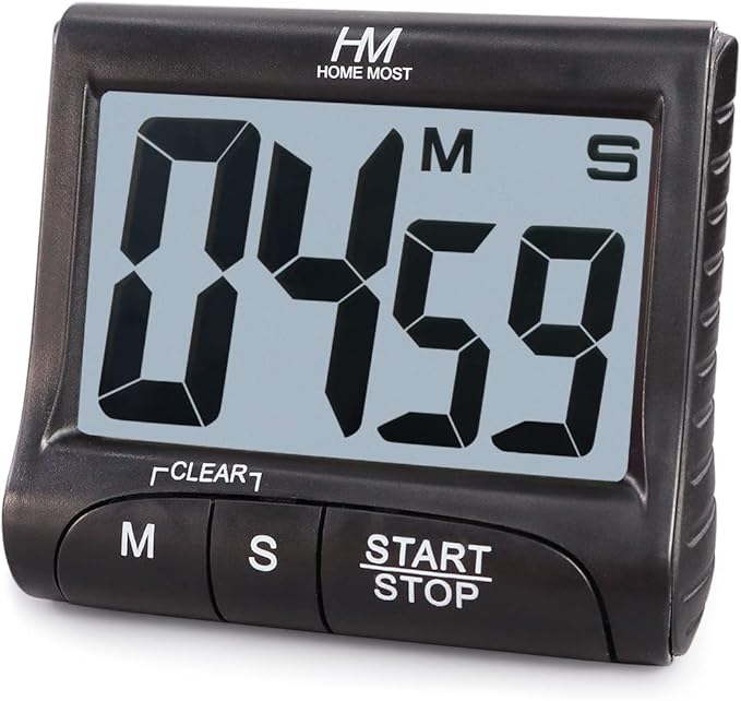 HOME MOST 3" Large Display Kitchen Timer - Digital Timer Magnetic Back Loud Alarm On A Rope- Black Cooking Timers For Kitchen Teachers Students Games Kids Meetings -Sports Timers For Workouts Exercise