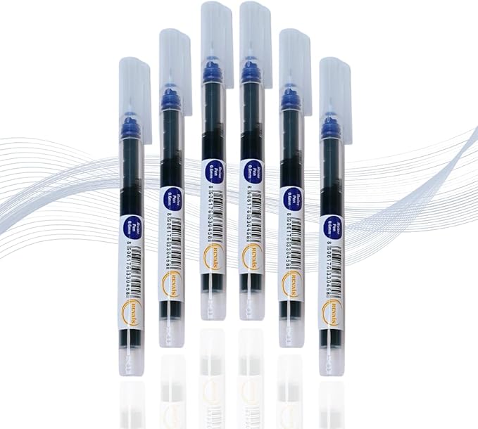 REVAIS Blue Gel Pens Pack of 6 | 0.6mm Smooth Writing Rollerball Pen | Premium German Ink | Ergonomic Grip | Quick-Dry | Ideal for Students & Office Use