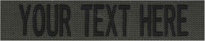 Custom Uniform Name Tapes Solid Colors. Olive Drab Webbing, 3.5 Inch Sew on