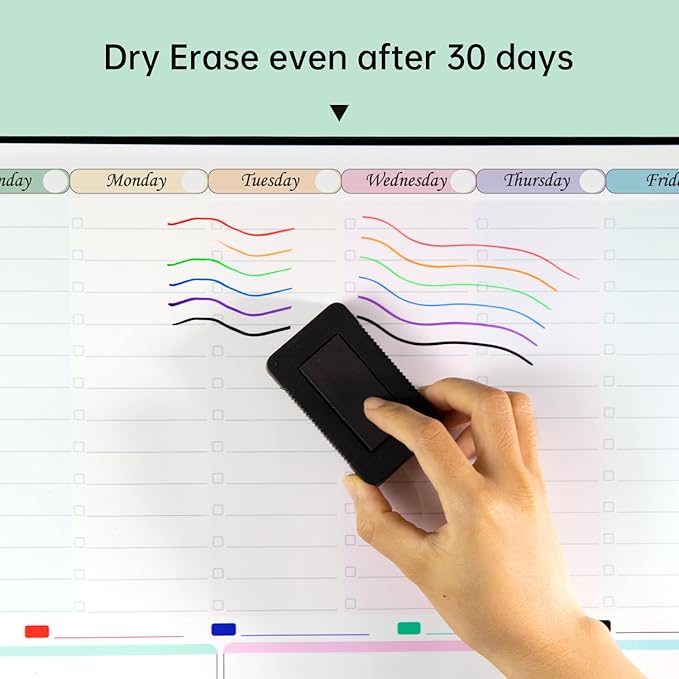 Magnetic Dry Erase Weekly Planner with Hourly Time Slots Whiteboard Calendar for Fridge, Schedule Board, to DO and Chore List for Family 16.5”(L) × 11”(H)