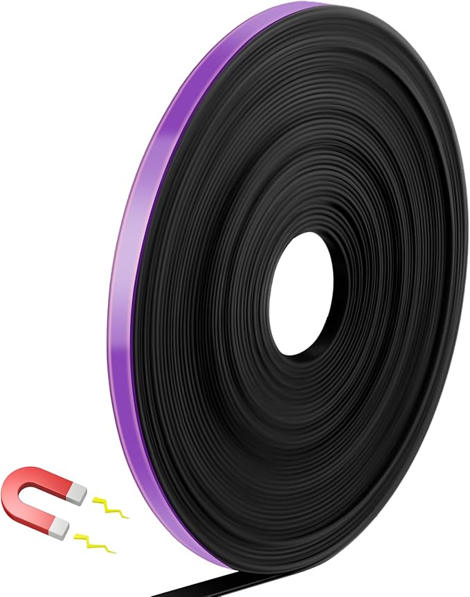 AmazingSpark Magnetic Tape Roll Thin Strips, 0.39 Inch x 33 Feet Magnetic Board Dividers Whiteboard Graphic Decorative Tape Marking Line for Classroom Office Art Accessories(Purple)