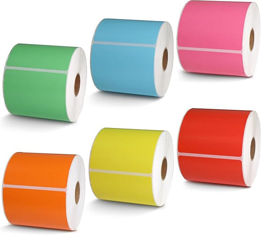 BETCKEY - 3" x 5" Multipurpose & Large Shipping Labels Replacement for Zebra & Label Printer,Premium Adhesive & Perforated[Mixed, 6 Rolls, 2100 Labels]