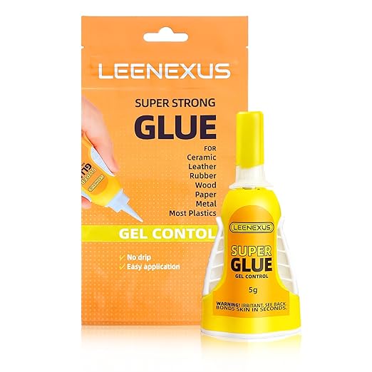 LEENEXUS Super Glue Gel Precision Control, 5ML【Dual Molecular Interlock】 Clear Super Strong CA Glue for Shoe Plastic Ceramic Metal Glass Etc, No-Run Cyanoacrylate Adhesive Instant Glue, Quick Dry