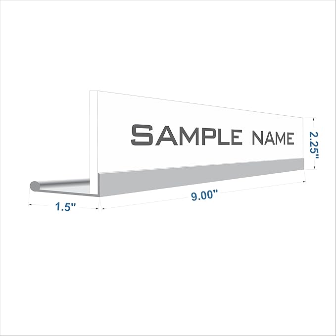 Printex Design - Personalized Office CUBICLE Name Plate & Sign. Modern Aluminum Holder - 4 Plate Colors (Clear See Through)