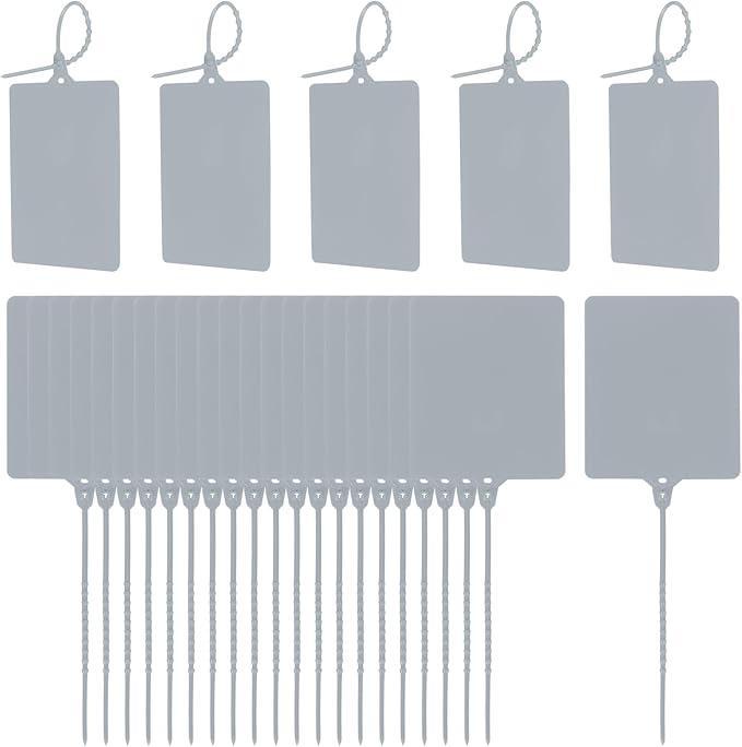 MECCANIXITY Plastic Seals Shipping Tags, for Basket Labels Cable Labels Tags Product Identification Tags, Logistics Marking, Outdoor Tagging, 3.1x3.9 Inch Gray 100Packs