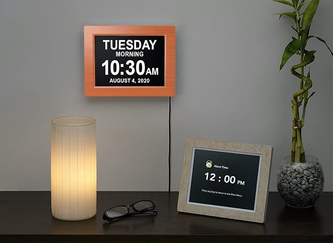 American Lifetime New 2026 Dementia Clock Large Digital Clock for Seniors, Large Display with Custom Alarms, Calendar Clock with Day & Date for Elderly, Clear Numbers Alzheimer Digital Clock Wood
