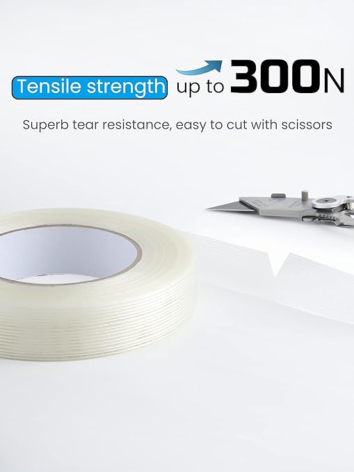 Lichamp Fiberglass Tape 1 inch, 2 Pack 60 Yards (120 Total Yards) Filament Tape Nylon Fiber Glass Tapes