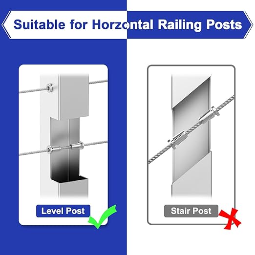 BLIKA Upgraded 40 Pack Stainless Steel Protector Sleeves for 1/8" 5/32" or 3/16" Deck Cable Railing, for Metal Posts, T316 Marine Grade, Cable Railing Protector Sleeves