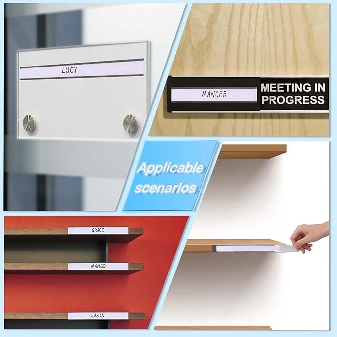 Eeoyu Magnetic Label Holders with Magnets Magnetic Data Card Holders with Clear Plastic Protectors for Metal Shelf, Whiteboard, Set of 30 (0.75 x 6 Inch)