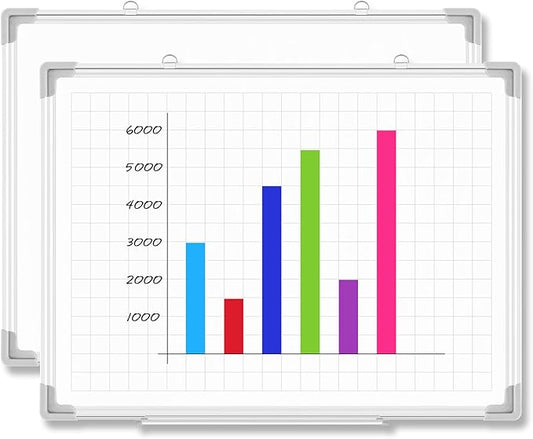 Lincia Magnetic Dry Erase Whiteboard with Lines, 24" x 18" White Board Planner for Wall, Planning Board Magnetic Ruled Dry Erase Whiteboard with Aluminum Frame for Home School Classroom Office (Grid)