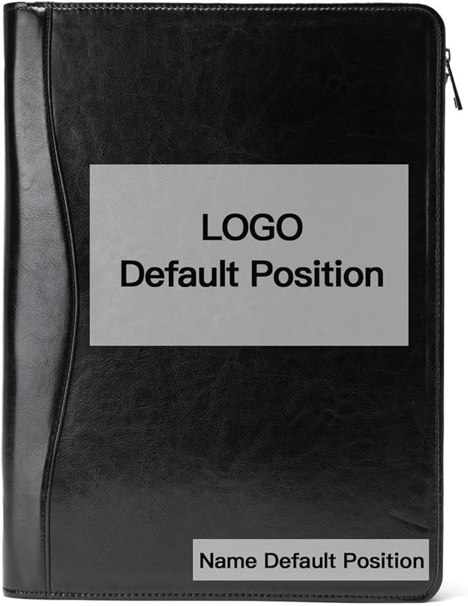 Geslun Personalized Vegan Leather Portfolio, Legal Size 8.5 x 14 Pad Holder, Custom Business Padfolio for Men Women, Zippered 14" Laptop Organizer, Professional Notepad Folio, Black