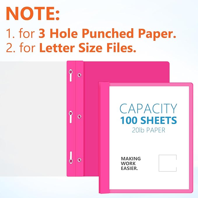 Feifeiya 72 Pack Plastic Report Covers with 3 Prongs Presentation Folders Bulk, 100 Sheet Capacity, Clear Front Report Covers for Presentation Document Paper School Office Supplies (Colorful)