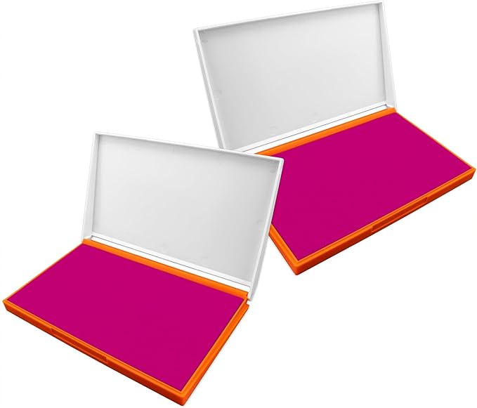 2 Pack Plastic Case Stamp Pad Large Size, Magenta Purple Color - Size: 4" x 7" - Choose from 15 Ink Colors