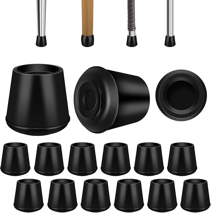 VOCOMO 7/8" Round Rubber Chair Leg Tips Caps, Chair Leg Floor Protectors Furniture Legs Caps Non Slip Reduce Noise for Hardwood Floors (Black, 12 Pack)