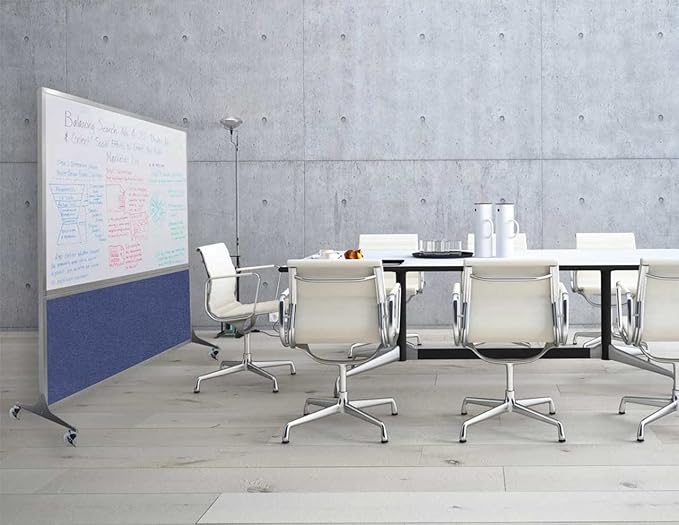 DivideWrite Mobile Whiteboard | Double Sided Dry Erase Board | Portable Office Cubicle Partition | Display for Classrooms, Conference Rooms, Meeting Areas and More | Blue Spruce 5' Wide x 6' Tall