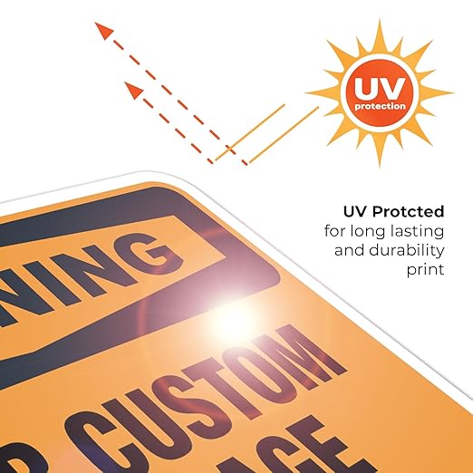 Custom Warning Sign, OSHA Sign, 10x7 Inches, 4 Mil Vinyl Decal Stickers Weather Resistant, Made in USA