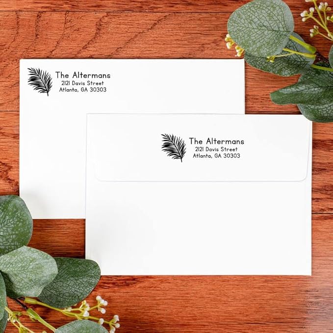 Custom Floral Address Stamp | Choose from 12 Designs | Multiple Ink Color Options | Envelope Return Address Stamp for Couple or Family (Design 10, Large)