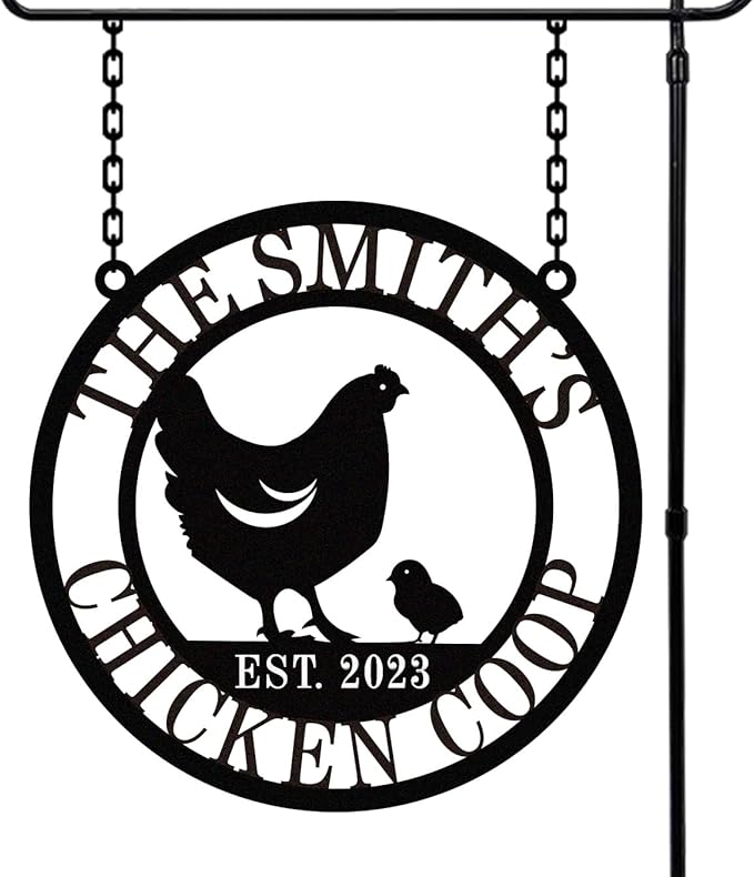 Personalized Metal Coop Sign, Custom Chicken Name Sign,Chicken Coop Decor,Chicken Coop Accessories, Personalized Chicken Coop Farm Sign,Funny Signs for Chicken Coops